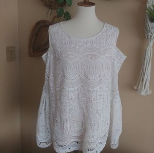 Soeiblu White Lace Top Size 3XL Cold Shoulder